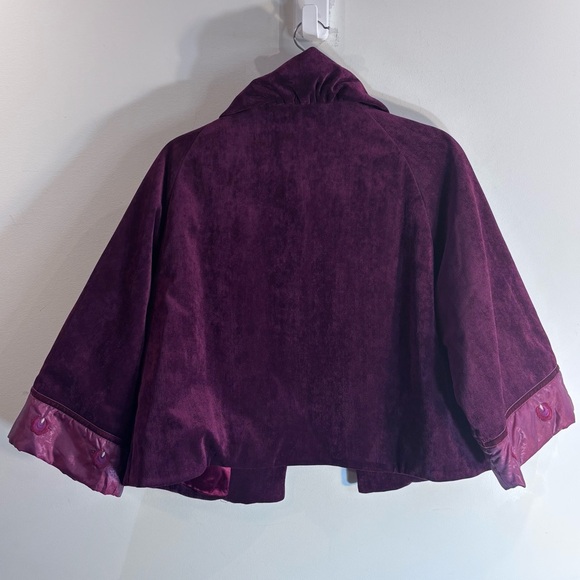 SISSY ME Sz L Velour Jacket with Floral Embroidery 3/4 Sleeves Puffed Collar NEW - Picture 11 of 12